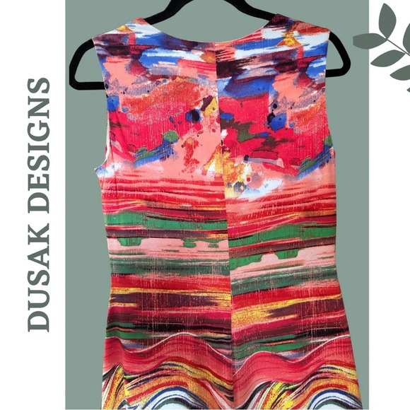 Women’s Sleeveless Sheath Dress Stretch Multi Colour Lined Red Black Size Medium - Picture 6 of 7